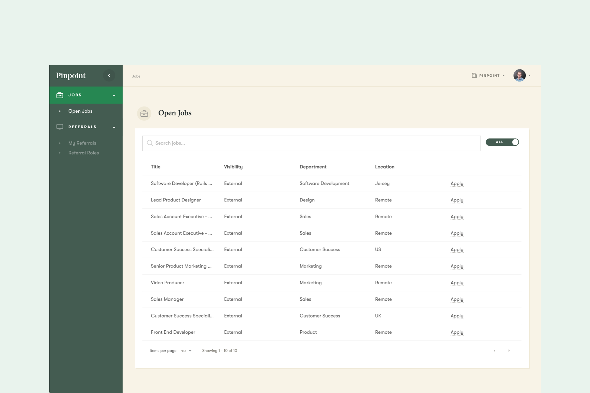 Pinpoint Internal Job Board
